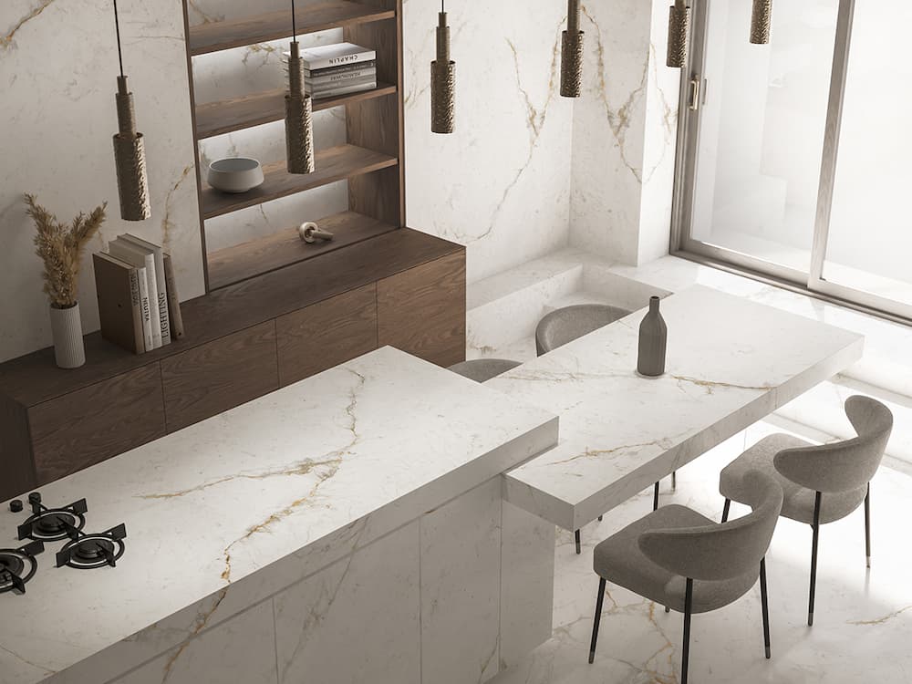 Bianco Arezzo FORTE Porcelain countertops by Francini